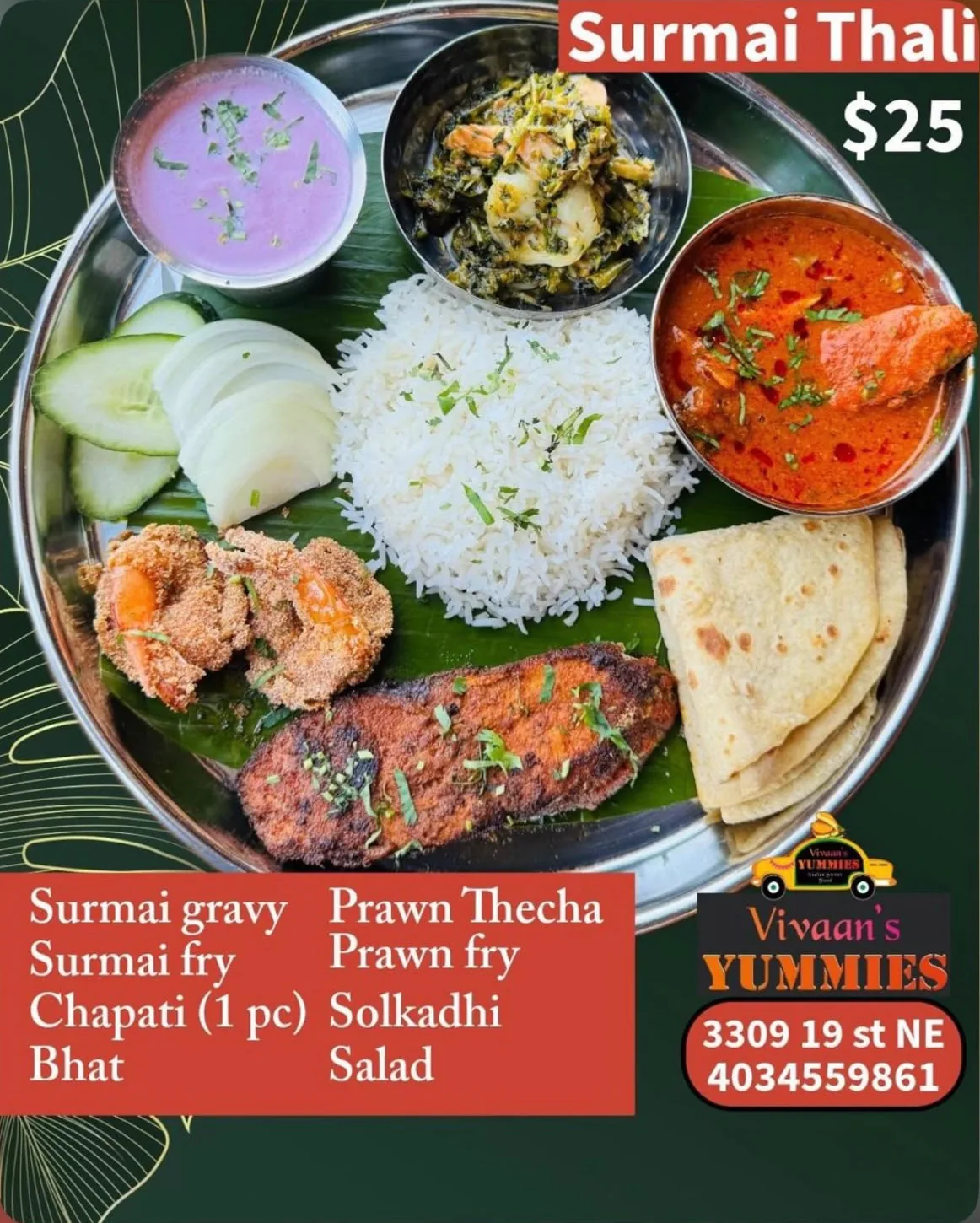 Surmai Thali $25 at Vivaan's Yummies NE